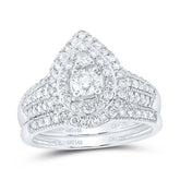 14kt White Gold Womens Round Diamond Bridal Wedding Engagement Ring Band Set 1.00 Cttw (Certified)